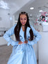 LIGHT BLUE, leather imitation trench "POWER" FL08